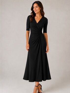 Bcbgmaxazria Elegant Black midi Women's Dress key hole back size XS